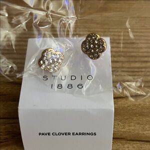 Studio Gold and Silver Pave Clover Earrings
